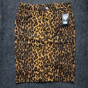Leopard Print Denim Skirt
